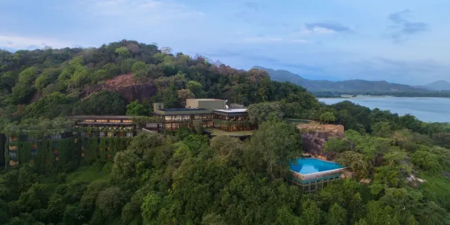 An aerial view of the Heritance Kandalama in Sri Lanka.