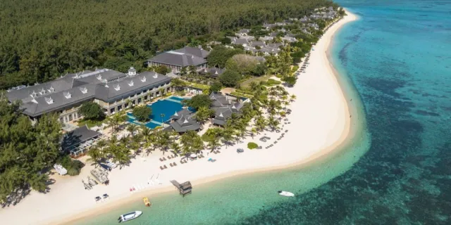 An aerial view of the St. Regis Le Morne Resort.