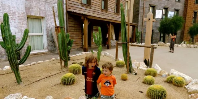 Dodging cacti at the Wild West themed Hotel Gold River at PortAventura.[copyright]Rhonda Carrier[/copyright]